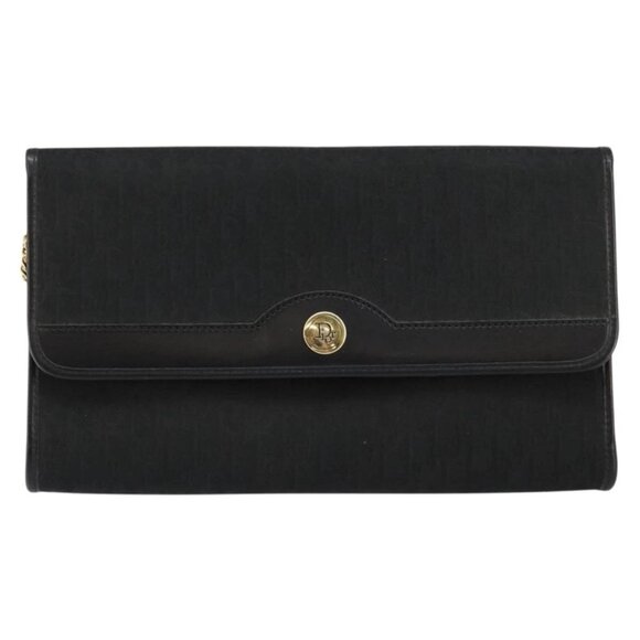 Christian Dior Trotter Canvas Chain Shoulder Bag Black Gold Auth - Picture 12 of 15